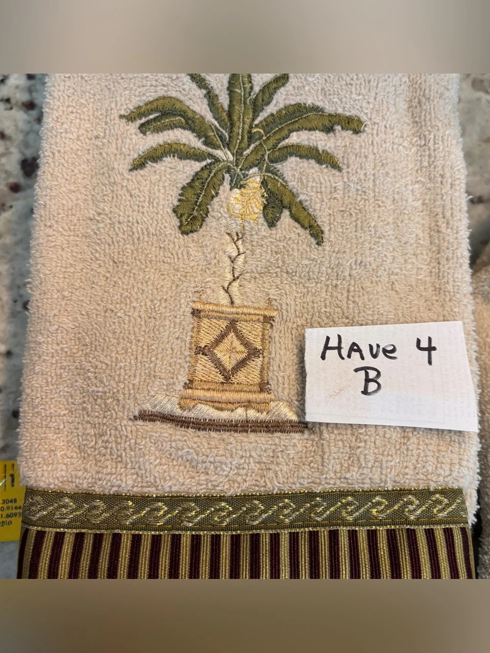 Avanti Linens Banana Palm Embroidered Hand Towel Beige